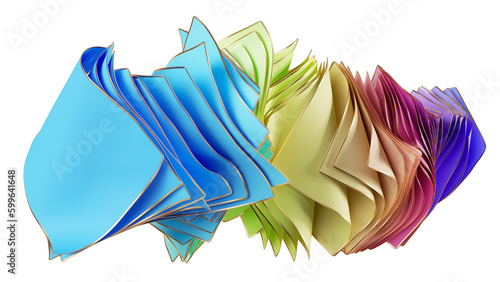 abstract 3d render of layered multicolored papers.