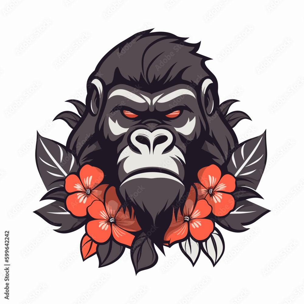 Powerful and fierce Gorilla logo design illustration, hand drawn to make a statement
