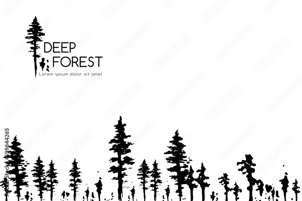 Ink hand drawn forest. Design collection. Ink hand drawn forest. Design collection.