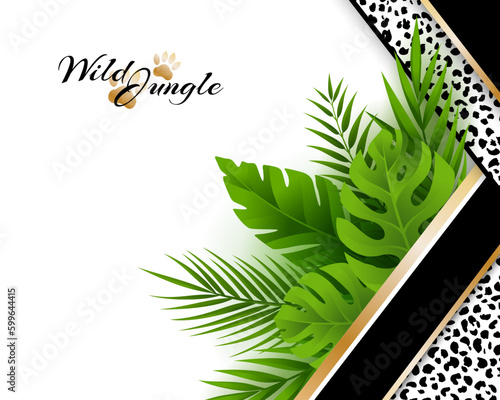 Tropical jungle background with jaguar pattern