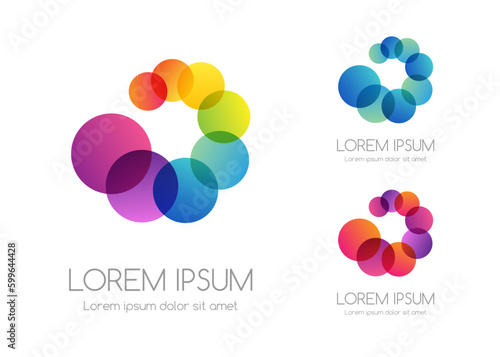 Abstract rainbow color logo. Colorful vector emblem.