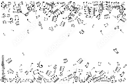 Notes on the swirl. Music decoration element isolated on the white background.