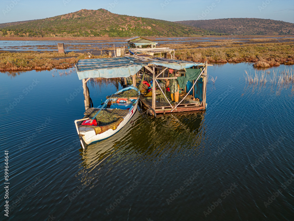 Gediz delta fishermen live in the river among the reeds.