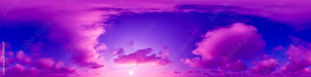 Blue sky panorama with magenta Cirrus clouds in Seamless spherical equirectangular format. Climate and weather change. Blue sky panorama with magenta Cirrus clouds in Seamless spherical equirectangular format. Climate and weather change.