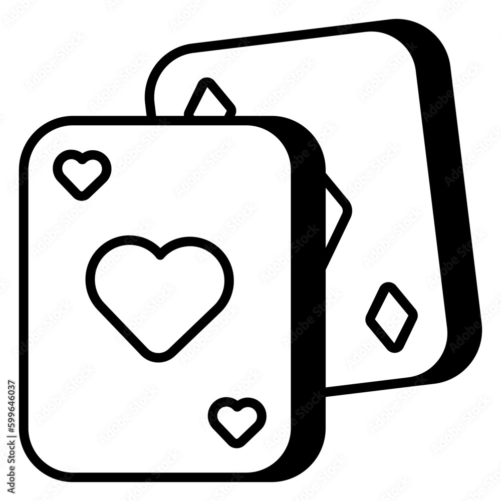A linear design of poker cards icon A linear design of poker cards icon
