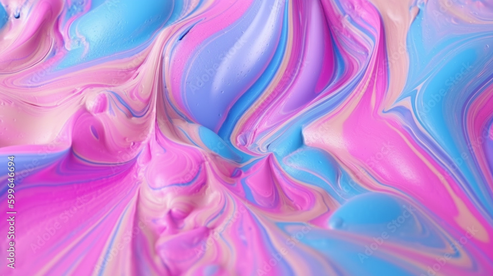 Obraz premium Pastel Psychedelic Marble in Pink, Blue, and Purple Aesthetic - Liquid Wave Pattern with Melted Paint Like Liquid Swirling - Generative AI
