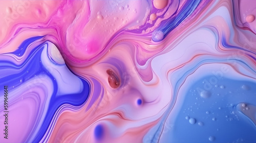 Pastel Psychedelic Marble in Pink, Blue, and Purple Aesthetic - Liquid Wave Pattern with Melted Paint Like Liquid Swirling - Generative AI