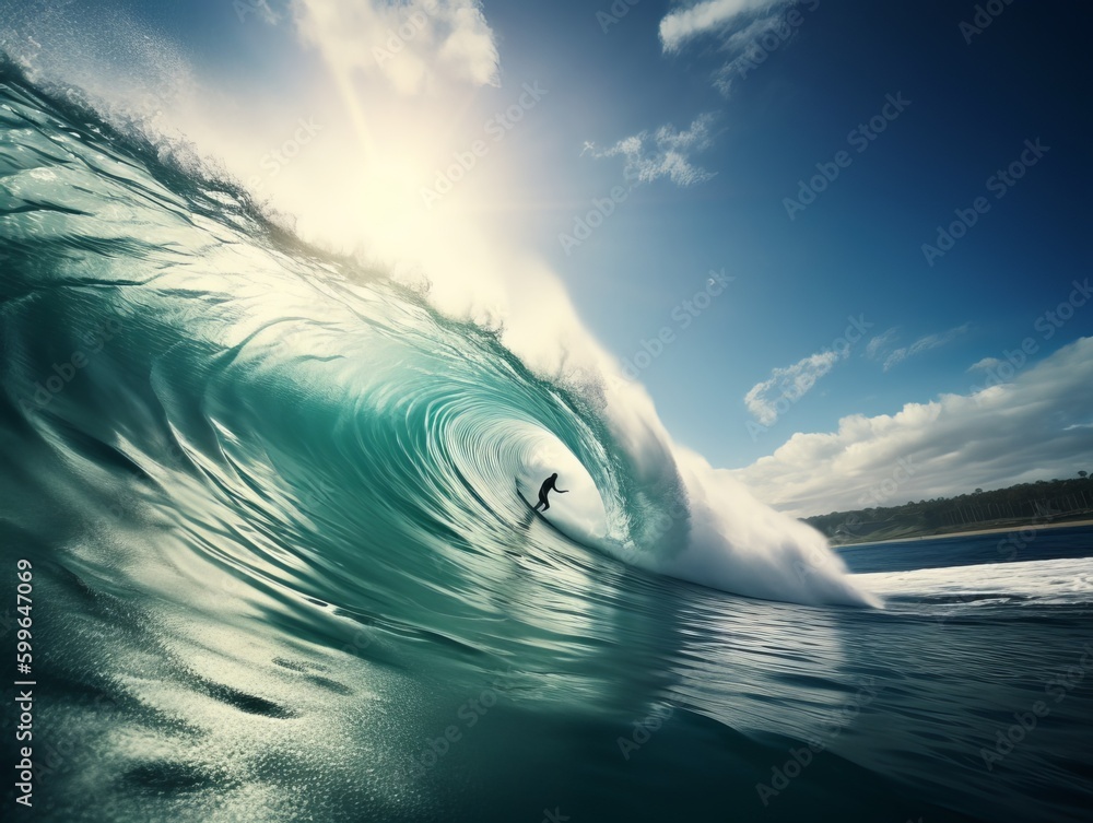a person riding a wave on top of a surfboard a person riding a wave on top of a surfboard