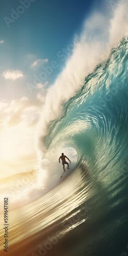 a man riding a wave on top of a surfboard