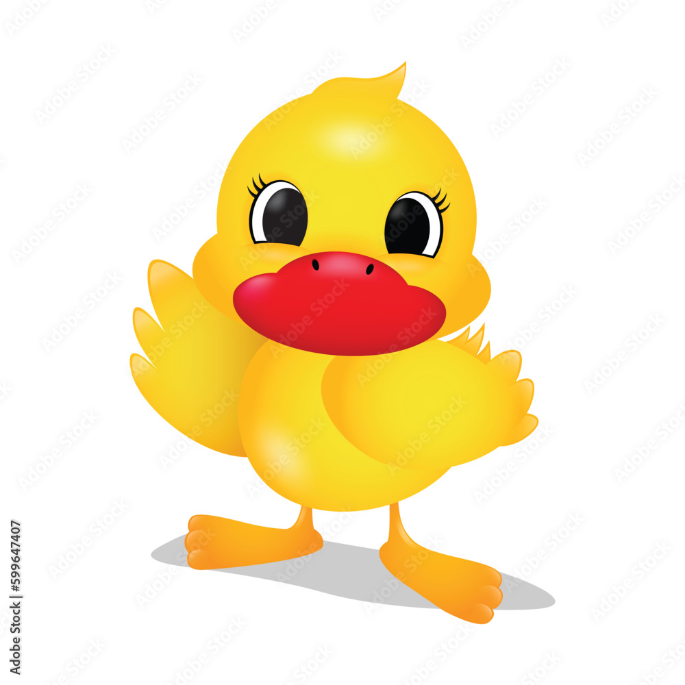 Cartoon yellow little duck, vector illustration Cartoon yellow little duck, vector illustration
