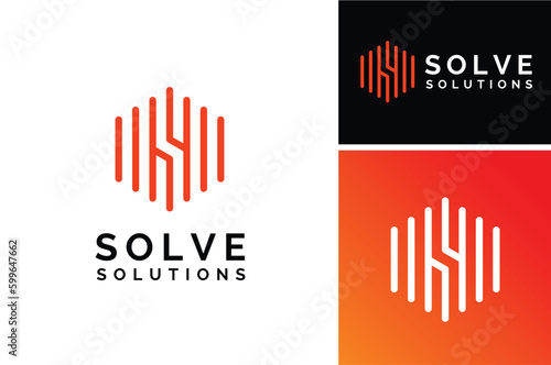 Initial Letter S Negative Space with Hexagon Lines Futuristic Modern Digital logo design