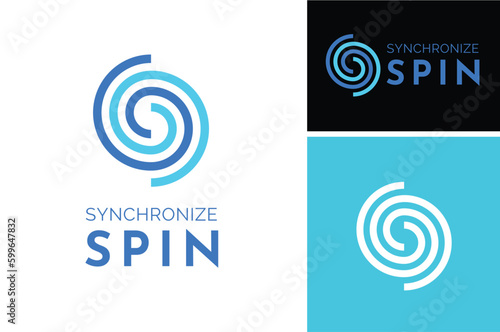 Spin Spiral Vortex Rotation Curve Swirl Fingerprint whirlpool line logo design