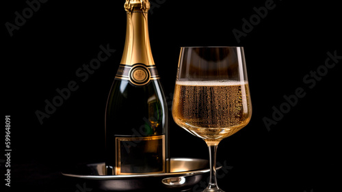 Champagne bottle or champaign champaign. Generative AI
