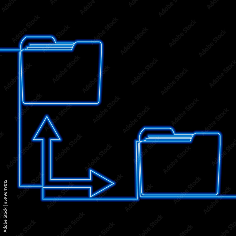 Continuous line drawing synchronization big data icon neon glow vector illustration concept Continuous line drawing synchronization big data icon neon glow vector illustration concept