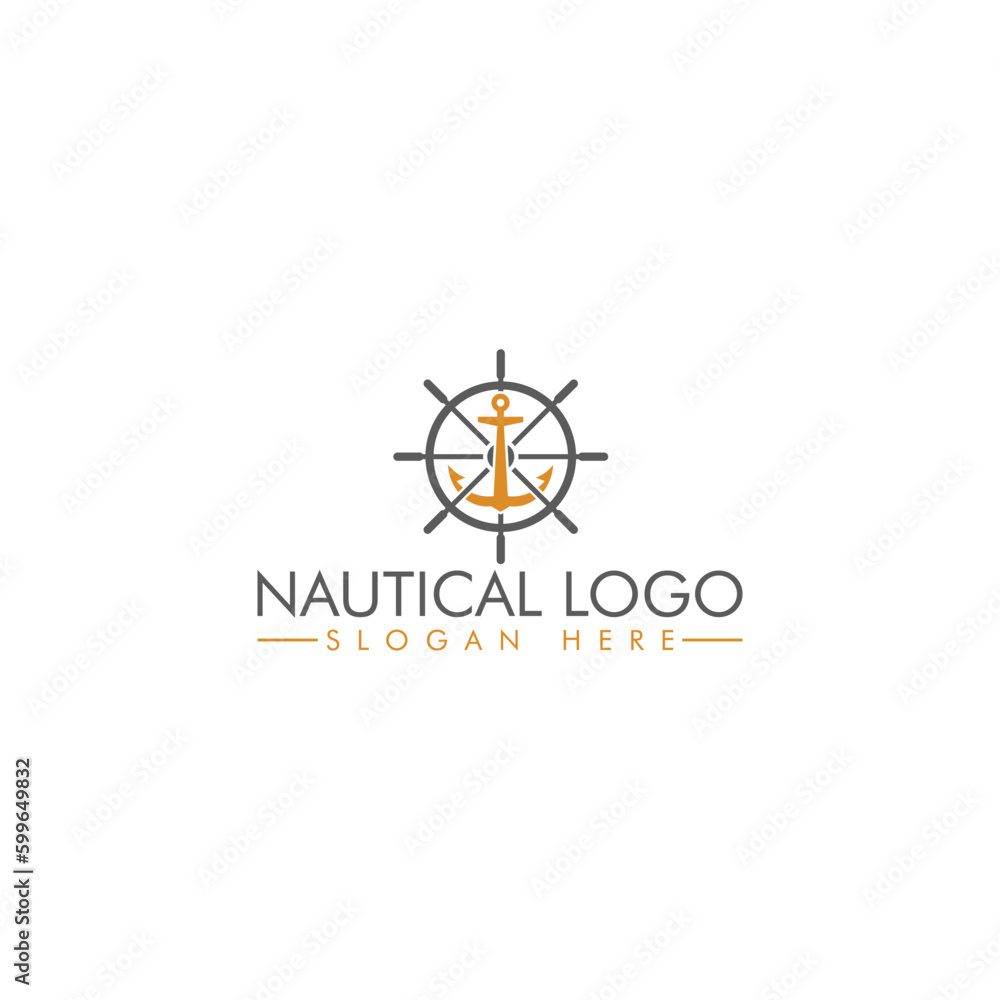 Ship's Wheel, Anchor Logo Design Template isolated on white background Ship's Wheel, Anchor Logo Design Template isolated on white background