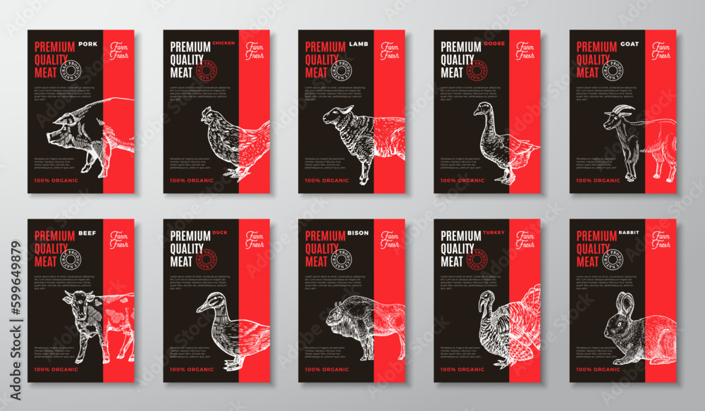 Premium Quality Meat and Poultry Vector Packaging Product Label Design