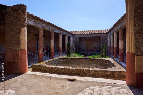 Casa dei Dioscuri, one of the largest and most sumptuous houses in the archaeological site of Pompei, Italy	

