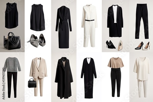 minimalist wardrobe with mix of basics and statement pieces, created with generative ai