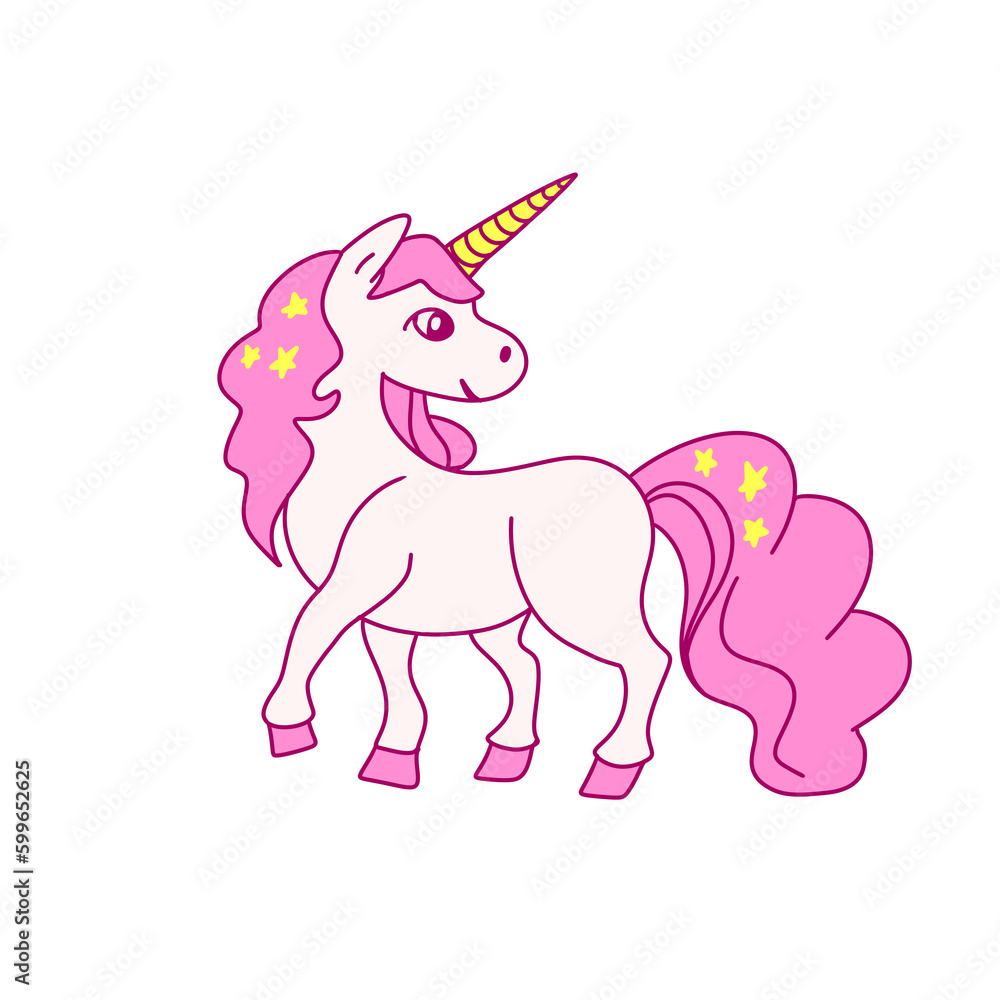 Fototapeta premium Cartoon pink unicorn 