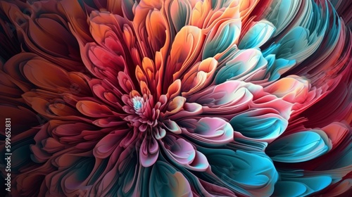 Macro closeup of fractal flower, digital artwork for creative graphic design, generative Ai © Angus.YW