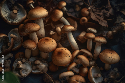 Raw mushrooms. Generative AI