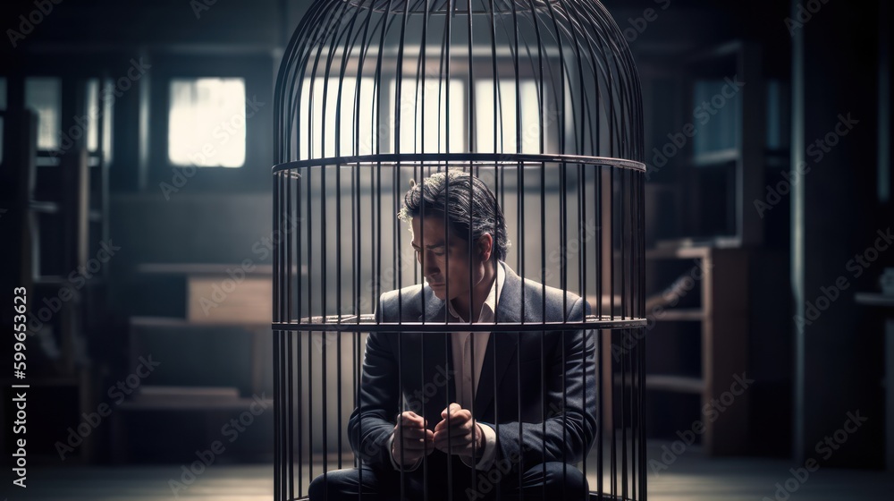 Trapped in the Cage: A Visual Metaphor for Businessman Struggles ...