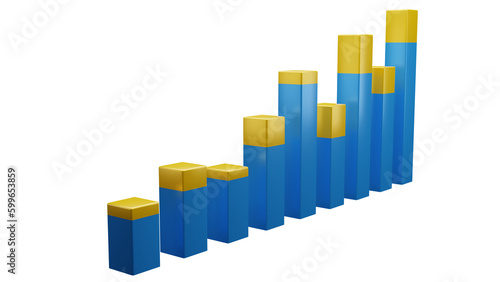 representation of economic growth and graphic representation of the economic cycle and analysis of economic trends on a business bar chart representation  3d illustration