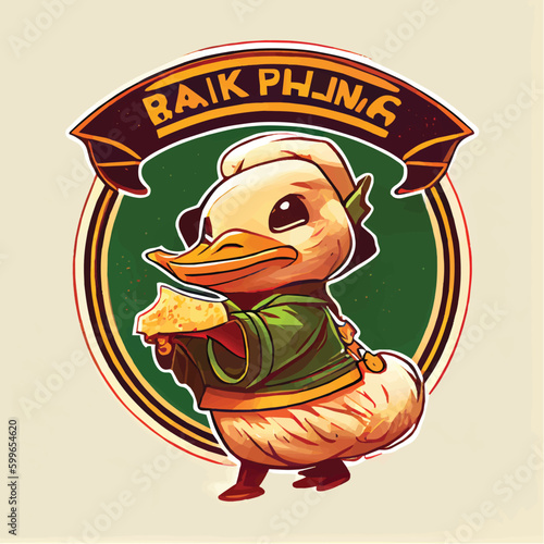 cute Peking duck food character, cartoon, children book style, artistic, theme print design, for t-shirt print and case, Illustrator
