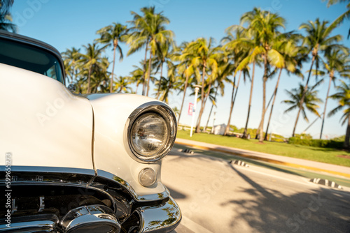 classic car Miami beach ocean drive on usa
