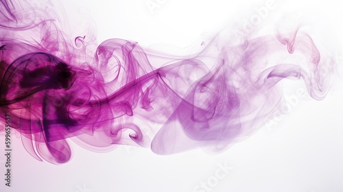 Abstract purple smoke of solid white background. For presentation. Generative AI, 