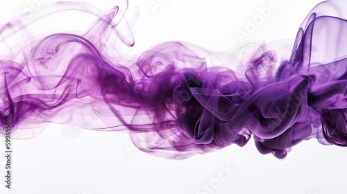 abstract colorful purple smoke wafting across image with solid white background, for presentation, generative AI 