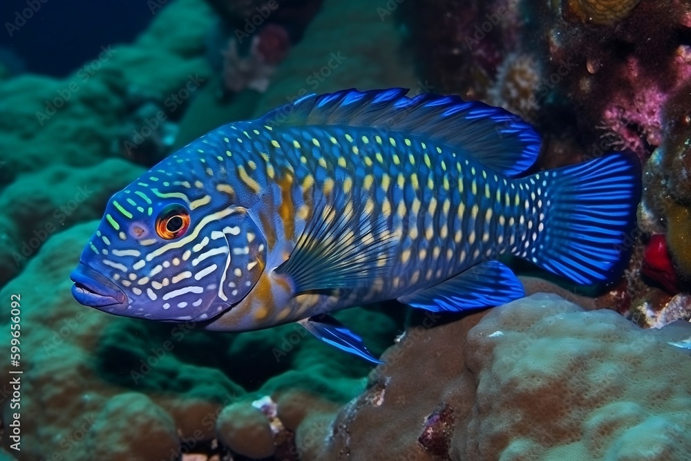 coral reef with fish. Generative AI. coral reef with fish. Generative AI.