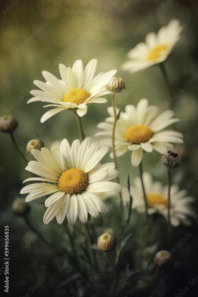 pastel picture of daisy flowers in the garden, generative ai pastel picture of daisy flowers in the garden, generative ai