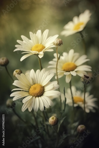 pastel picture of daisy flowers in the garden  generative ai