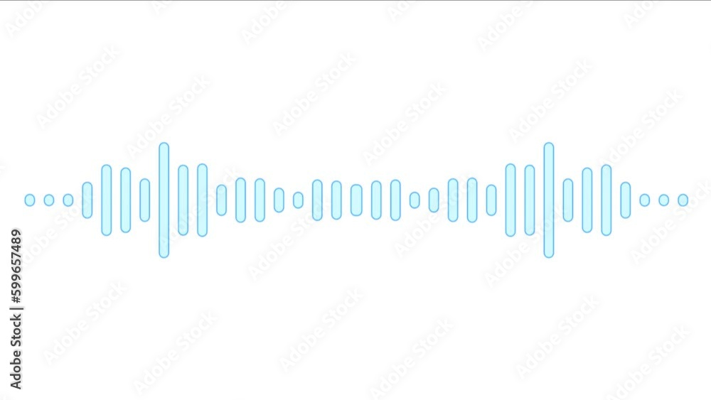 Frequency of pulsing sound graphic or radio record, simple equalizer reacting track beat in player, blue at white background Frequency of pulsing sound graphic or radio record, simple equalizer reacting track beat in player, blue at white background