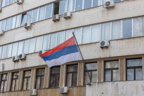 Flag of Serbia fluttering in the wind