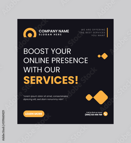 Digital business marketing banner for social media post template, We are digital marketing experts, and We find new ways to market you digitally, Your business needs attention