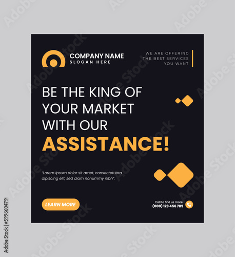 Digital business marketing banner for social media post template, We are digital marketing experts, and We find new ways to market you digitally, Your business needs attention