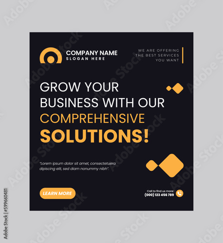 Digital business marketing banner for social media post template, We are digital marketing experts, and We find new ways to market you digitally, Your business needs attention