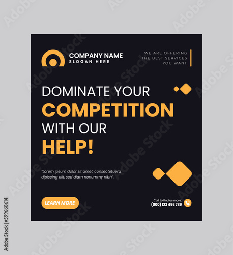 Digital business marketing banner for social media post template, We are digital marketing experts, and We find new ways to market you digitally, Your business needs attention