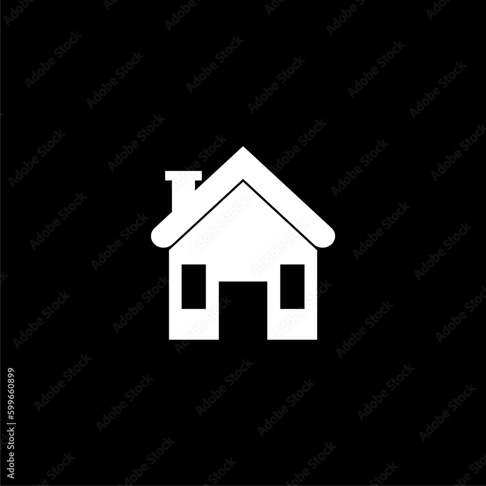 Home icon logo. Home icon sign isolated on black background Home icon logo. Home icon sign isolated on black background