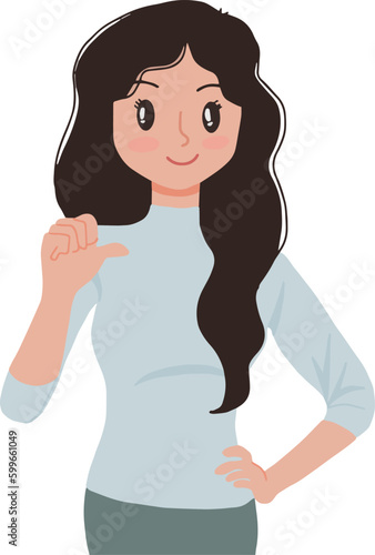 Illustration of young woman pointing at her self vote me democracy vector