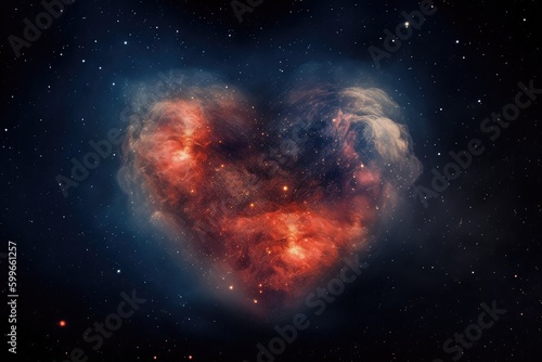 heart of a nebula, with starry night sky in the background, created with generative ai