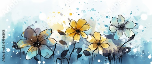 water colored yellow flowers
