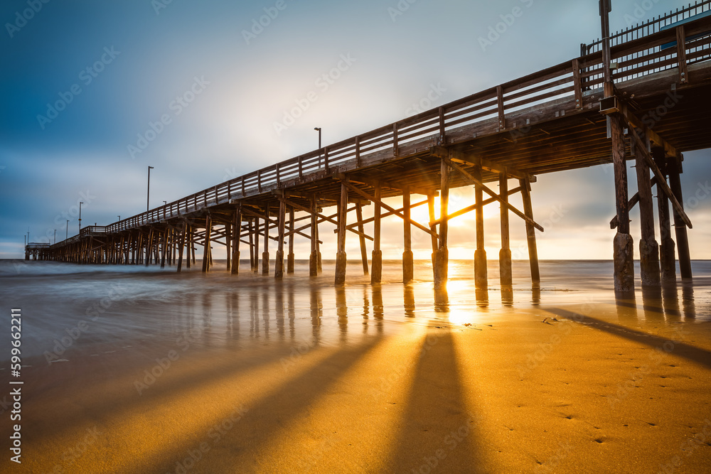 the newport beach pier during sunset, california