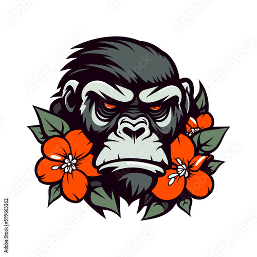 A fierce gorilla comes to life in this hand drawn logo design illustration  perfect for a strong and bold brand identity