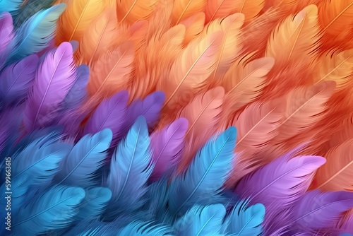 3d illustration of beautiful soft feathers fur extreme evolution nature as a wallpaper - Generative AI © Hanjin