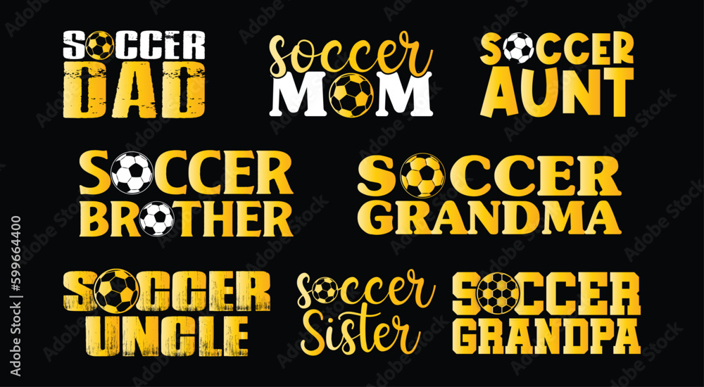 Soccer T shirt Design Bundle, vector Soccer T shirt  design, Football shirt, Soccer typography T shirt design Collection