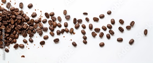 coffee beans on white background created using Generative AI