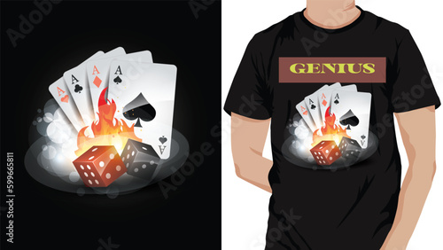 T- shirt design person playing cards